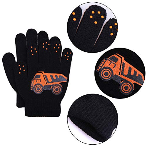 Cooraby 3 Pairs Winter Kids Gloves Warm Stretchy Knitted Magic Gloves Full Finger Mittens2