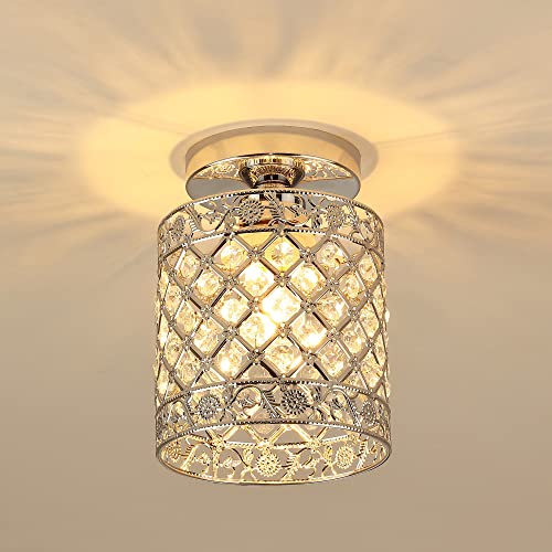 Pageone Moderne Flur Kristall Deckenleuchte E27 Kristall lampe mit Chrom...