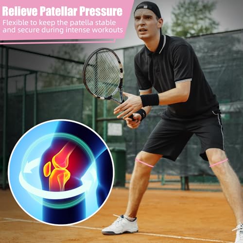 Image of Foilswirl Silicone Patella Knee Band for Basketball Patella Tendon Support Knee Pain Running Tendon Brace Support Strap(2,Pink,M)