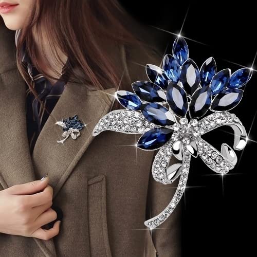 Amazon.co.jp: ブローチ 宝石模様の女性のコートジュエリー模造青い