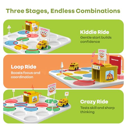 Image of R for Rabbit Orapple Carnival Car Play Toy with Twisty Tracks for Kids Lights & Music Problem Solving Creativity Booster, Easy Assembly and Endless Discovery for 3 Years + (Multi 1)