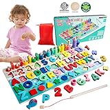 Wood Montessori Toys for Toddlers Wooden Letter Number Puzzle Early Educational Toys - Shape Sorter...