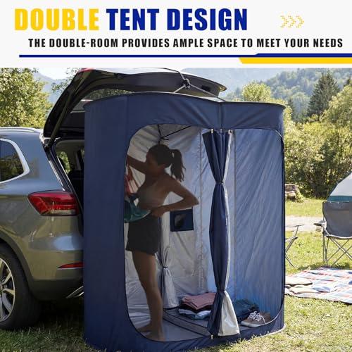 Carpa Cambiadora Instantánea para Maletero SUV, 2 Habitaciones Grandes, Ducha Portátil Estable, Refugio de Privacidad para Camping, Playa y Senderismo, Incluye Bolsa de Transporte, Azul miniatura 3