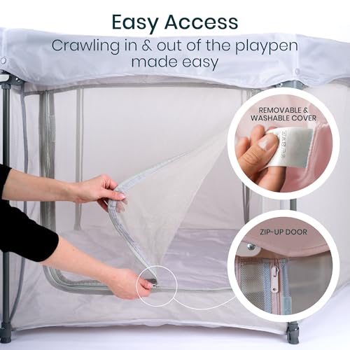 Tutti Bambini Baby Playpen - Foldable Playpen for Baby and Toddlers with Mesh Walls, Zip Door, Floor Mat & Travel Bag, 135 x 135 x 75 cm (Gumdrop) - New 2025 Version - Image 6