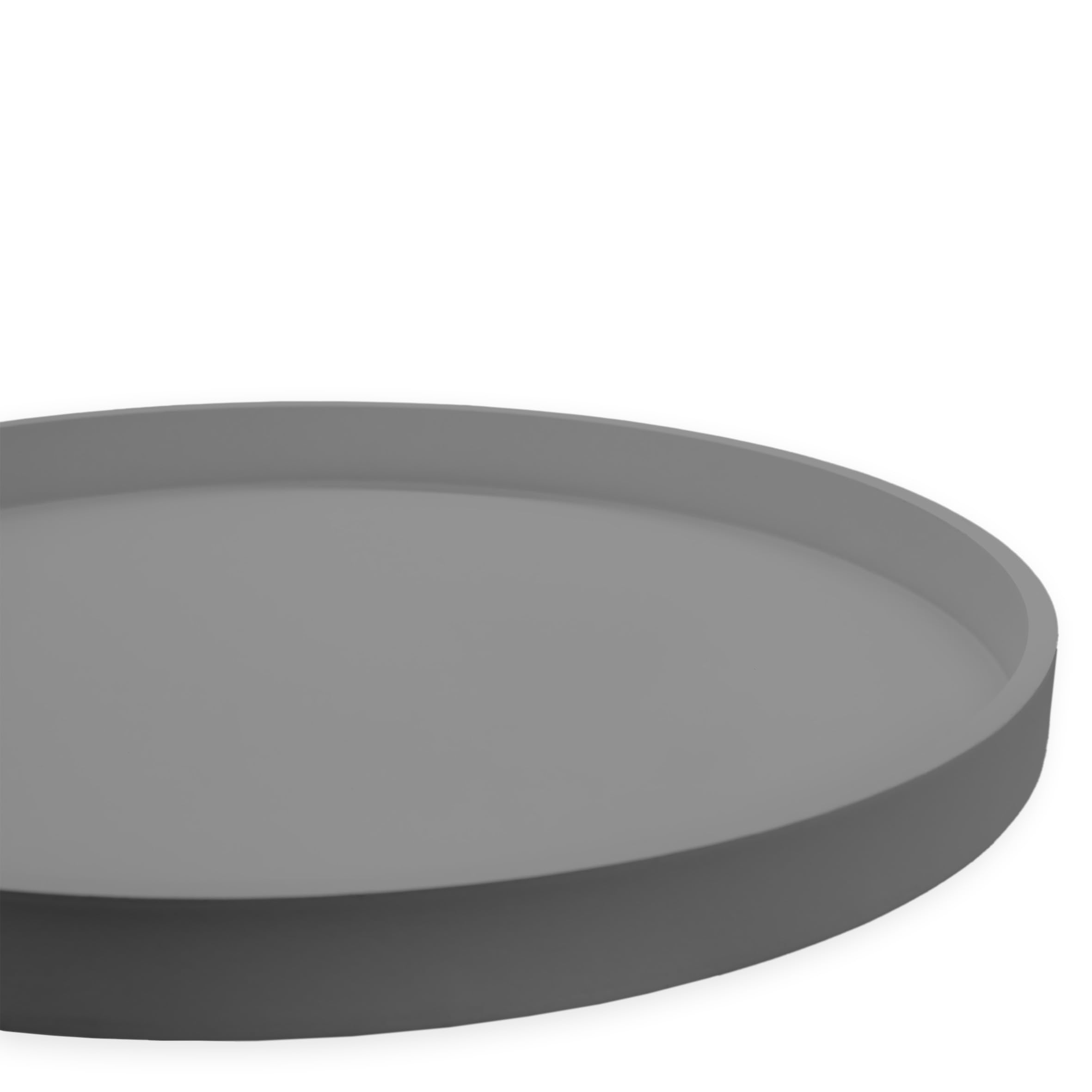 Taca dekoracyjna XL okrągła na nóżkach 38 x 6 cm – szara – drewniana taca na świece, duża z krawędzią – talerz dekoracyjny, podstawka pod świece, prezent na Boże Narodzenie