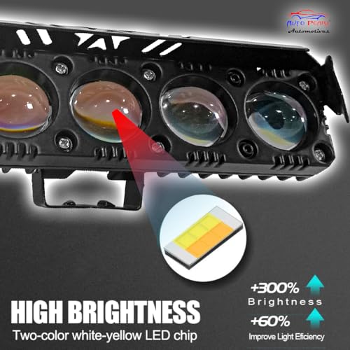 Auto Pearl Motorcycle 6-Projector Lens Driving Lights Yellow/White LED Spot light 35W Dual Color Mode Fog Lights compatible with Pulsar 125 (Pack of 1) - Image 5