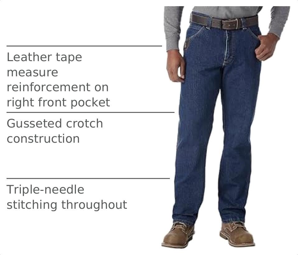 Wrangler Riggs Workwear mens Advanced Comfort Five Pocket Jeans, Mid Stone, 30W x 30L US - image 4