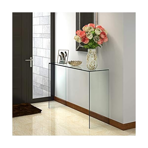 Panana Pald Crystal Modern Curved Console Glass Table Bent Clear Large Transparent Table For Hall Dining Room Home W100*D33*H76 CM - Image 6