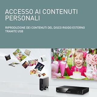 Panasonic DMP-BD84EG-K Lettore Blu-ray Disc/DVD 2D Smart Network, App Internet, Audio ad Alta Risoluzione, Riproduzione HDD Esterno, USB, Ethernet, Design Compatto, Nero