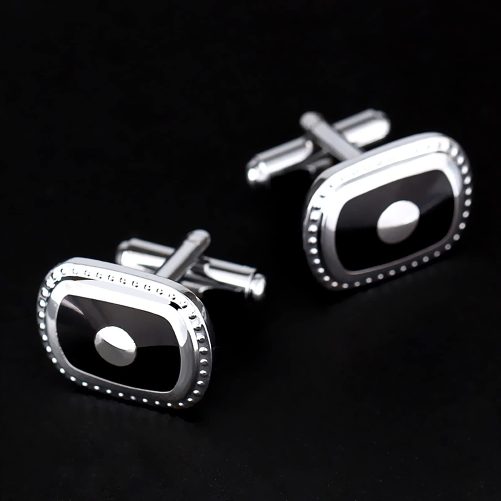 Hemd-Manschettenknopf für Herrenmode Manschettenknopf Männlich Silber Farbe Luxus Hochzeit Manschettenknöpfe Geschenk Anzug Manschettenknöpfe (Metallfarbe : CF0033)