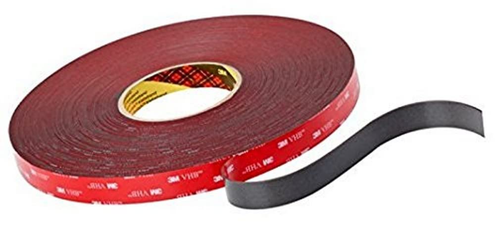 3M 4646 VHB Acrylic Foam Tape, 19 x 3 mm, 1.1 mm, Grey, Film Liner, Pack of 4