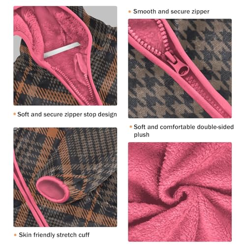 GuoChe Scotland Plaid Brown Orange Boys Fall Fleece Jacket3