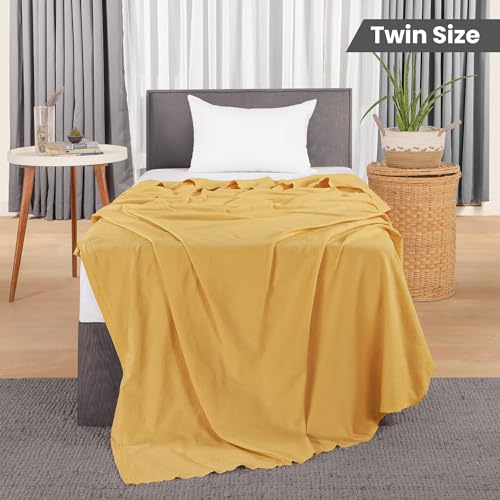 Image of Utopia Bedding 100% Cotton Thermal Blanket Mustard Twin, 90x72 Inches