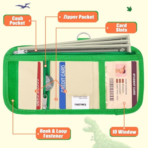 Image of WAWSAM Dinosaur Kids Wallet for Boys, Trifold Boys Wallet for Kids Age 4-18