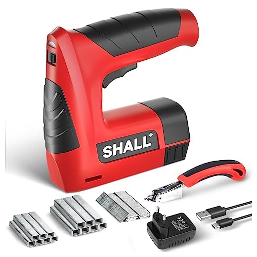 SHALL Puntatrice elettrica 3 in 1, senza fili, con 2500 punti, rimozione graffette e caricatore rapido per artigianato, fai da te, decorazioni。Nero rossastroCucitrici
