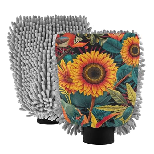 IOACIY Absorbent Microfiber Car Wash Drying Mitts, 2 Pack, Scratch-Free & Lint-Free, Rich Foam, Highly Absorbent, Double Sided, Wash Mitt Perfect for Car Washing, M, Panda (50)