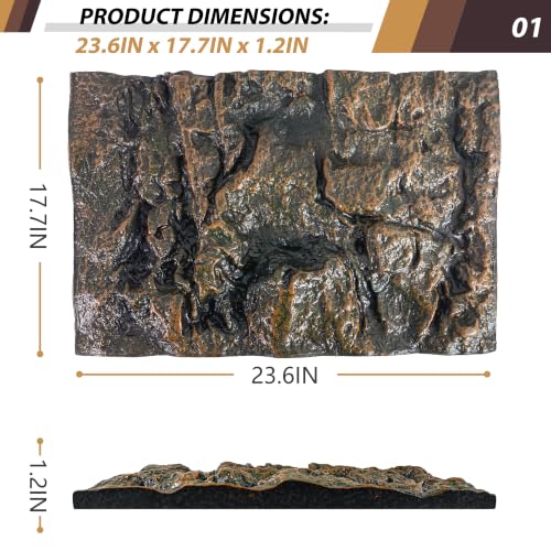 Image of 23.6x17.7in Rock Terrarium Background,3D Reptile Tank Background Board,Amphibian Stereo Backdrop Wall,Lizard Snake Gecko Spider Turtle Fish pet silo Background Decorative Panel(Yellow)