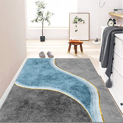 RUGMRZ Teppich Badezimmer Auslegware Teppichboden Graublaues abstraktes Druckdesign...