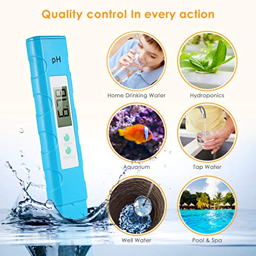 Digital PH Meter, PH Meter 0.01 High Accuracy Quality 0-14 Measurement Range for Household Drinking, Pool and Aquarium Water PH Tester Design with ATC