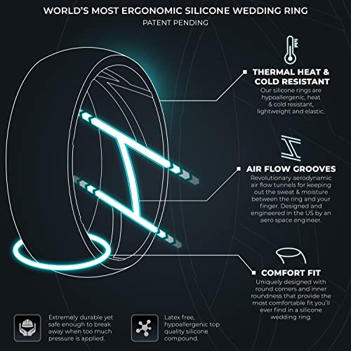 ThunderFit Silicone Wedding Rings for Men, Breathable Edition Rubber Engagement Bands Airflow Inner Grooves 8.5mm Wide 2.5mm Thick - 1/2/3/4/5/6/7 Variety Multipack2