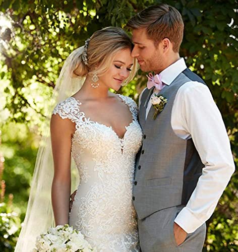 Women's Floral Beaded Mermaid Wedding Dresses 2023 Lace Applique Bridal Evening Party Gowns3