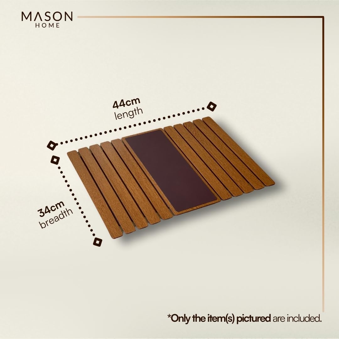 MASON HOME Elm Sofa Armrest Tray - Brown Full Grain Bamboo Wood with Anti Slip Pad | Dining Tray | Home & Office Décor | Furniture | Serving Platter for Drinks - Appetizer - Snack Bowls