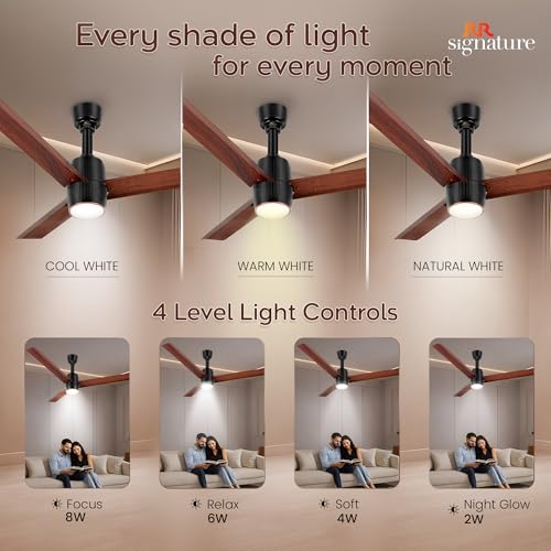 Image of RR Signature OPUL AIR 1250mm BLDC Underlight Ceiling Fan with 100% Pure Copper Motor - 35W | 350 RPM High Speed | Remote Control & LED Light | 3 Light Modes | 3 Year Warranty - Mahogany