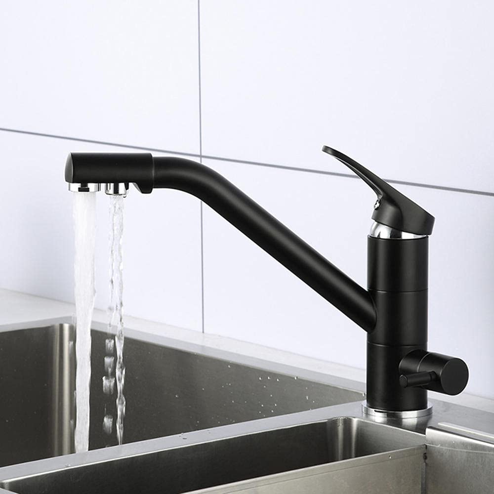 Miscelatore Cucina per Sistemi Osmosi Acqua calda e fredda Rubinetto Tre Vie per Sistemi Osmosi Girevole 360 ° Rubinetti da Lavello per Depuratore-cromo