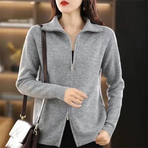 Women's Winter Knitted Cardigan Long Sleeve Zip Up Sweater Jacket Casual Outerwear Warm Coat3