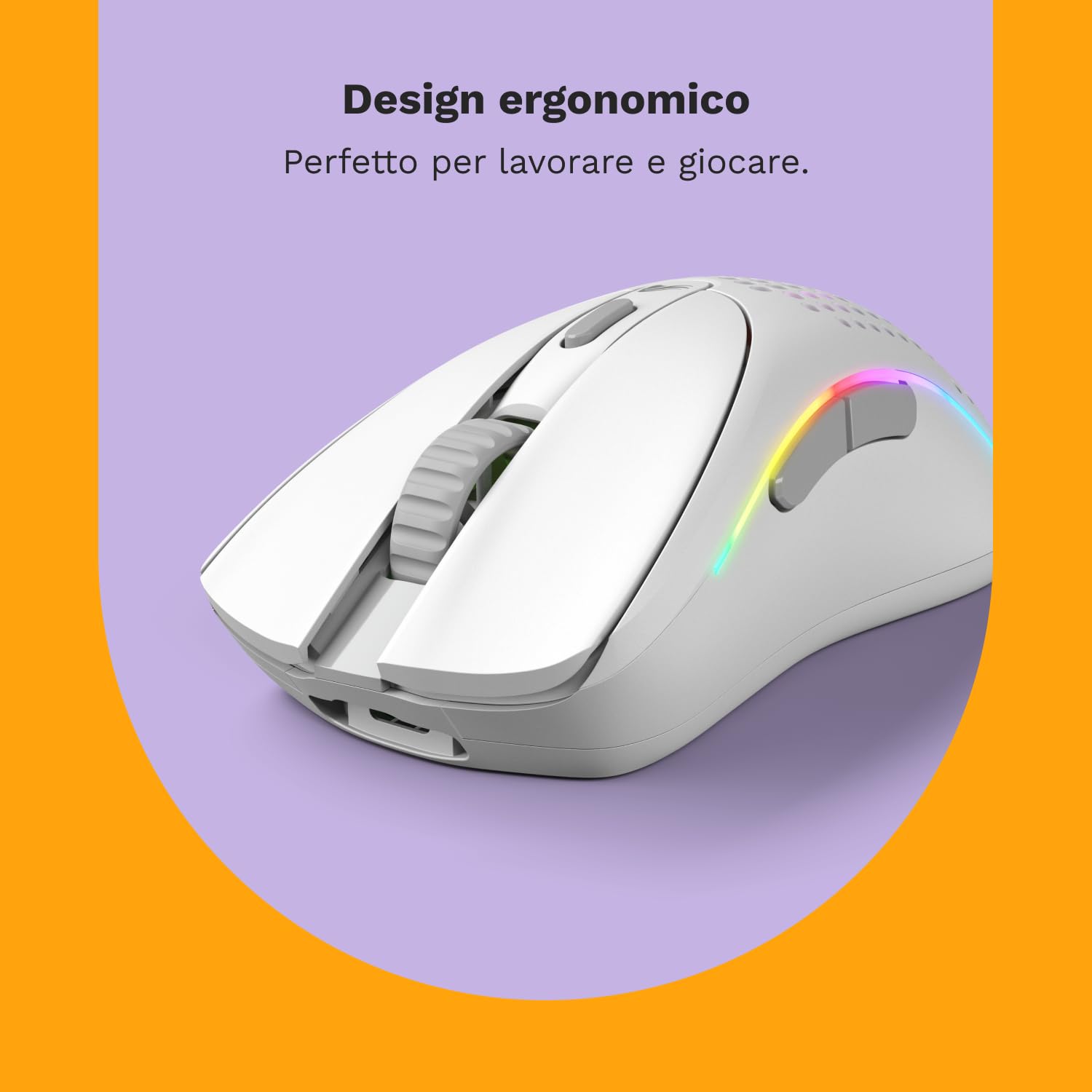 GLORIOUS Gaming Model D 2 Mouse da gaming senza fili - erg., superlegg. 66 g, durata batt. 210 h, sens. ottico 26.000, 6 tasti programm., ciclo vita 80 milioni clic, sparatutto, MMO, MOBA - Bianco