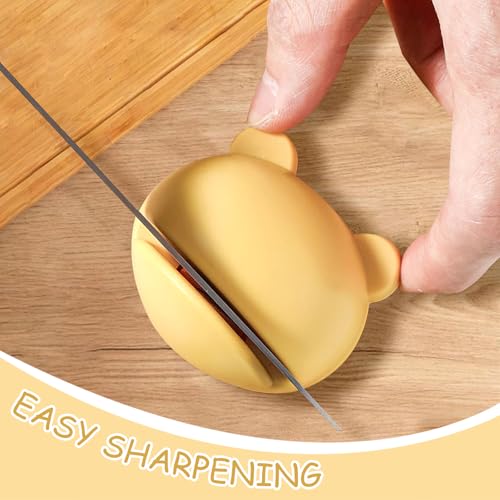 Image of 3PCS Compact Knife Sharpener for Kitchen Use, Small Sharpening Tool with Non Slip Base for Household Cooking and Food Preparation(Yellow,B,F)