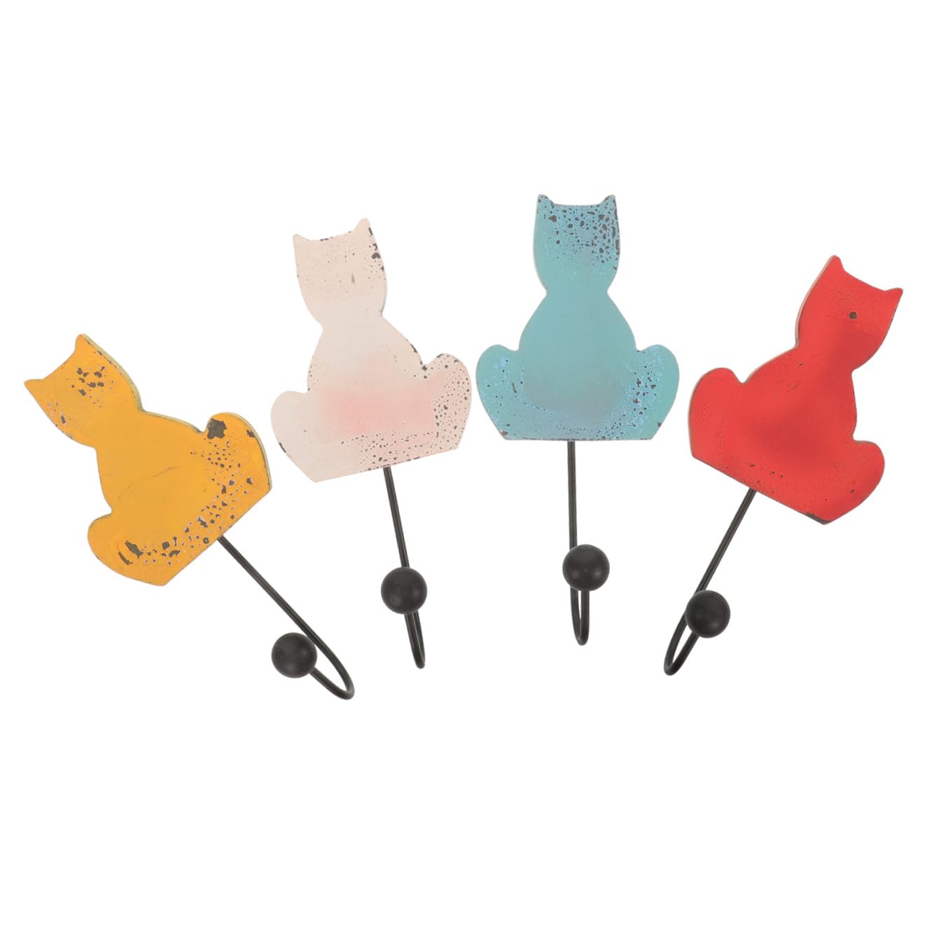 SHINEOFI Ganchos De Toalla De Baño Percheros Ganchos Para Abrigos De Gato Colgante Encima Linda Decoración De La Habitación Estante Manos Percha Gancho De Hierro 4 Piezas X 4