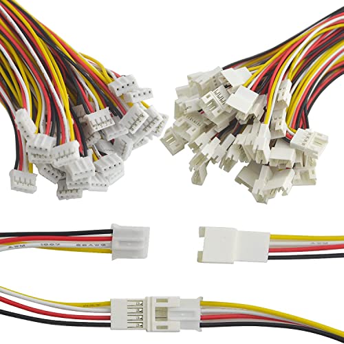 RUNCCI-YUN 50Pcs（25 Pares）2.0 mm Enchufe de Conector Mancho y Hembra Micro Eléctrico 4 Pines JST PH con 15 cm de Alambre de Cable