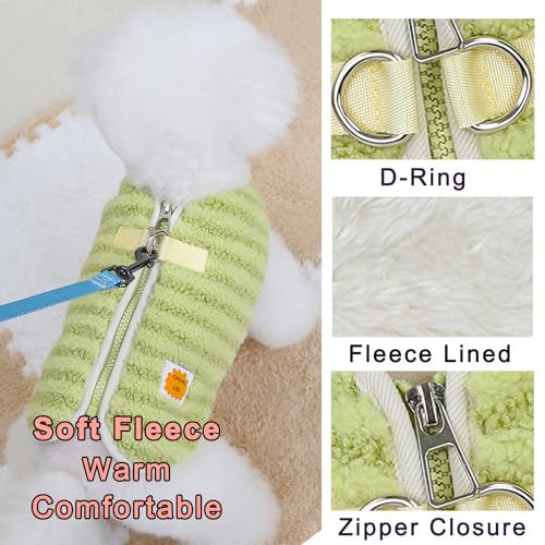 Zunea Fuzzy Hundepullover für kleine Hunde, Winterwelpenkleidung mit D-Ring-Reißverschluss, warme Fleecejacke, Mantel, gestreift, kaltes Wetter, Größe XS/S, Haustierbekleidung für Chihuahua, Yorkie,