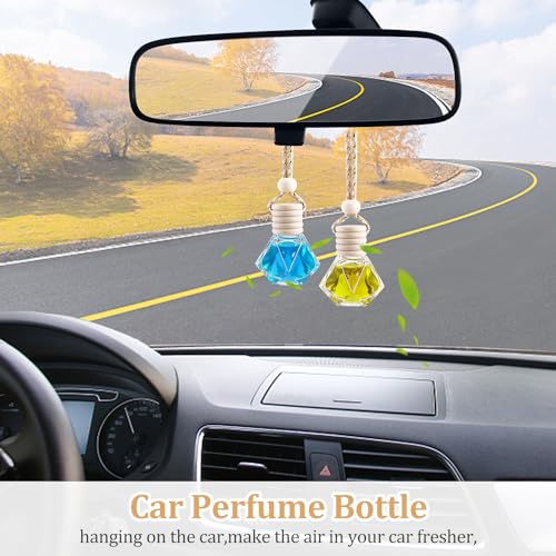 Image of 50 Pack Set Car Hanging Air Freshener Bottles Empty Car Essential Oil Diffuser Bottles Pendant Glass Perfume Bottles Aromatherapy Fragrance Bottle Auto Ornaments Decor