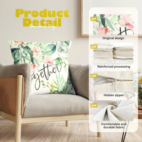 Onerisly Spring Pillow Covers 18X18, Love Bless Eucalyptus Leaves Throw Pillow Covers, Spring Decorations For Home, Throw Cushion Case For Home Decorations, Spring Decor #TOP1
