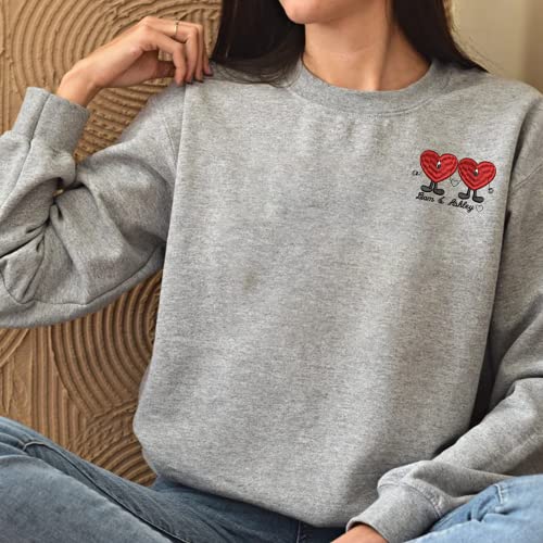 GODMERCH Custom Embroidered Matching Couple Hoodies, Matching Sweaters for Couples, Matching Outfits for Couples, His and Hers Hoodies, Embroidered Hoodie, Valentines Gifts4