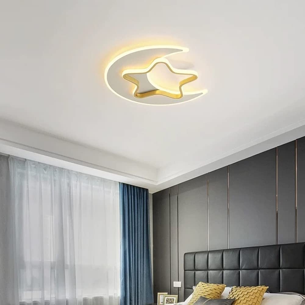 Lampa sufitowa LED w kształcie gwiazdy i księżyca z kreskówek, ochrona oczu, sypialnia, pokój dziecięcy, nowoczesna kreatywna lampa sufitowa, żyrandol