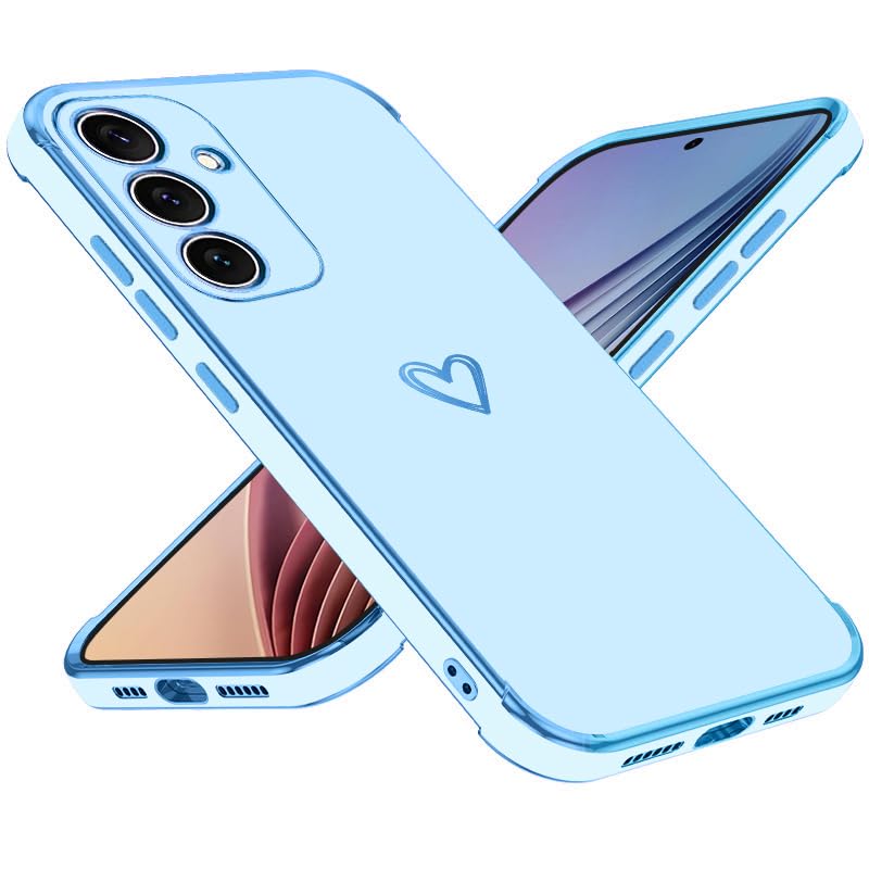 Keteen Funda para Samsung Galaxy S25 Plus Carcasa Moda Bonita Love-Heart Patrón Galvanoplastia Ultra Fina TPU Suave Flexible Case Anti-Choques y Anti- Arañazos Case para Samsung Galaxy S25 Plus-Azul