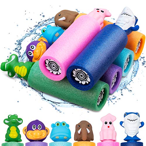 6 Pack Animal Water Blaster Soaker Guns, Water Gun Pool Toys Foam Noodles Pump Water Squirt Guns for Kids Adults, Summer Outdoor Beach Backyard Game Water Toys for Kids Boys Girls Age 3 4 5 6 7 and Up
