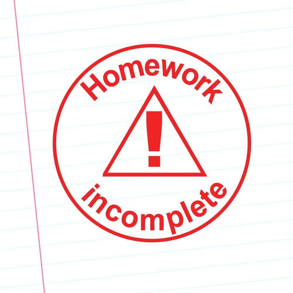Xclamations Red Homework Incomplete Teacher Stamp. Self-Inking, 22Mm, Reinkable, Quality Stamper For Marking