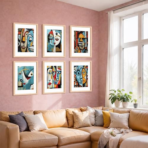 Image of NoWorries Piccaso art Wall paintings for living room Frames for Wall decor - Wall framed art prints posters (Pattern-Modern art) Set of 6 (10x13inches Multicolor) (ART-1)
