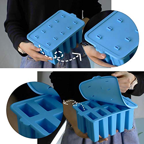 Homemade Silicone Popsicle Molds,BPA Free Popcylce Molds,Reusable Popsicle Mold for Kids,Ice Cream Mold,Ice Pop Molds Maker with 50 Popsicles Sticks,50 Popsicle Bags,Cleansing Brush,Funnel ( Blue)