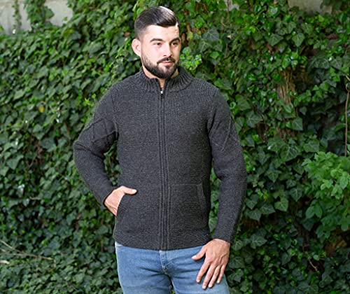SAOL Men’s Merino Wool Cardigan Full Zip Heavy Knit Sweater Jacket with Pockets 5