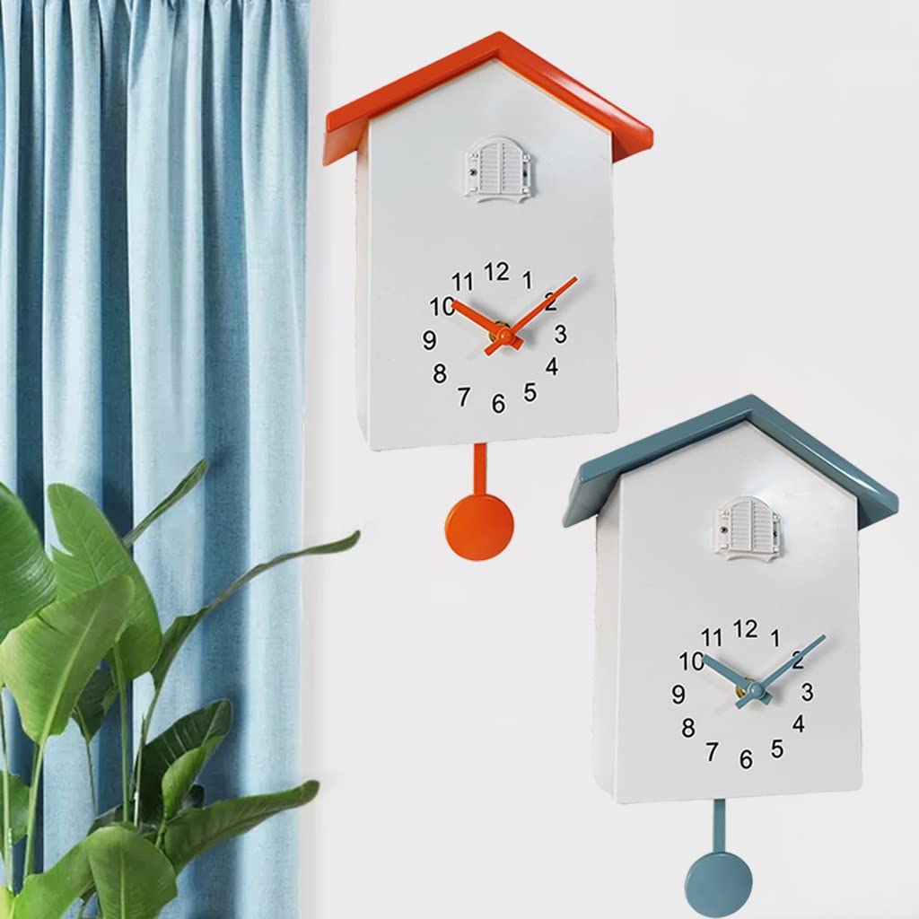 Reloj de pared de cuco con sonidos de pájaros, reloj de péndulo, reloj de escritorio, reloj de pared de estilo nórdico (color: naranja, tamaño: 20 x 9 x 25 cm) (gris 20 x 9 x 25 cm)