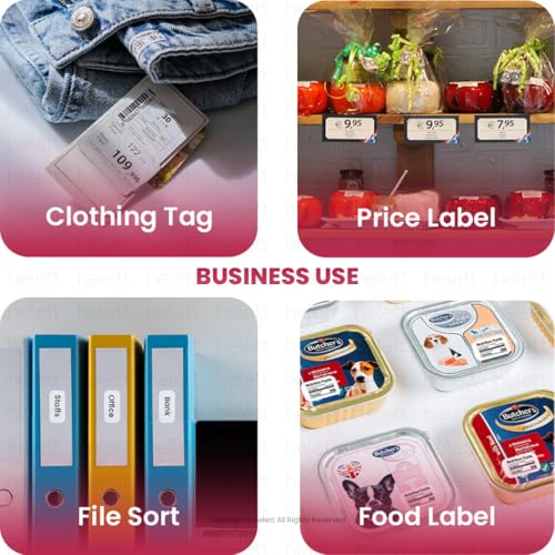 Image of Helett HE24 Compatible Label Tape - 12mm x 50mm (15 /32 inch x 1 31 /32 inch) | Direct Thermal Self-Adhesive Labels | 130 Labels Per Roll | Designed for HE24 Printer (No NFC Tag Required) | Pack of 3 Rolls