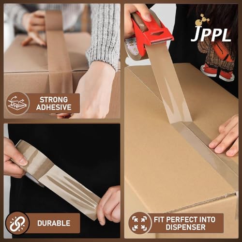 Image of Brown BOPP Packaging Tape 48mm x 65m | Strong Adhesive Heavy-Duty Sealing for Boxes Envelopes Gifts | Multipurpose Industrial and Home Use | Pack of 6 Rolls