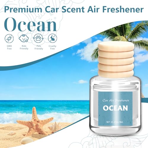Image of AROIC Car Air Freshener 6 Pack, Long Lasting Fresh Aroma Diffuser Set for Men & Women, Natural Essential Oil Fragrance Diffuser for Removing Odors, Auto Interior Decor Accessories Unisex (Ocean Scent)