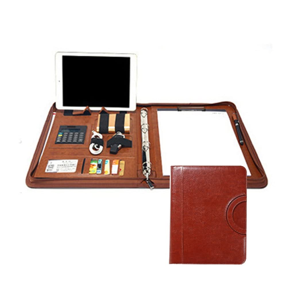 Ledermappe A4 Konferenzordner, Portfolio, Dokumentenhalter mit Reißverschluss, PU-Leder, Ordner, Padfolio, Dokumentenaufbewahrung, Zwischenablage, Legal Pad, Schreiben
