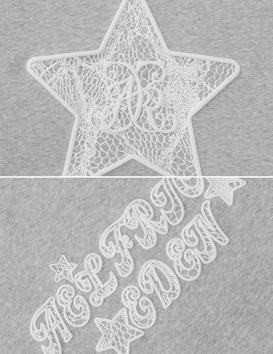 Aelfric Eden Womens Graphic Hoodies Star Lace Print Hoodie Pullover Y2k Cute Oversized Hooded Sweatshirt